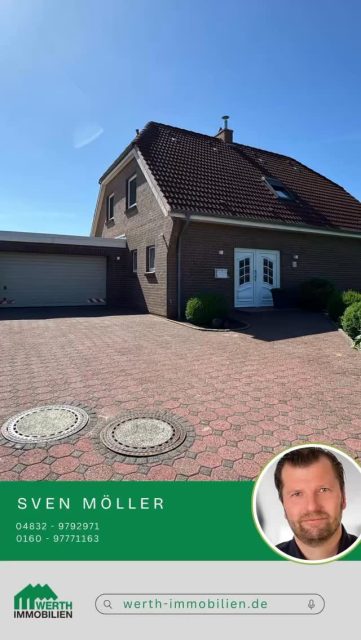 🎥 Sven zeigt euch heute diese attraktive Immobilie in bevorzugter Lage von Meldorf 🏡😍

✨ Highlights:
• helle Wohnräume, durchdachter Grundriss und ein großzügiges Grundstück
• Baujahr: 1992
• 142 m² Wohnfläche
• 958 m² Grundstück
• 4 Zimmer 
• 1 Badezimmer + Gäste-WC
• Überdachte Terrasse & Gartenhaus
• Garage

💡 Energiedaten:
• Verbrauchsausweis
• Energieeffizienzklasse E
• Energieverbrauch: 137,70 kWh(m²a)
• Energieträger: Gas
• Heizungsart: Zentralheizung 

📩 Interesse? Schreibt gerne Sven für weitere Infos oder einen Besichtigungstermin! 😊